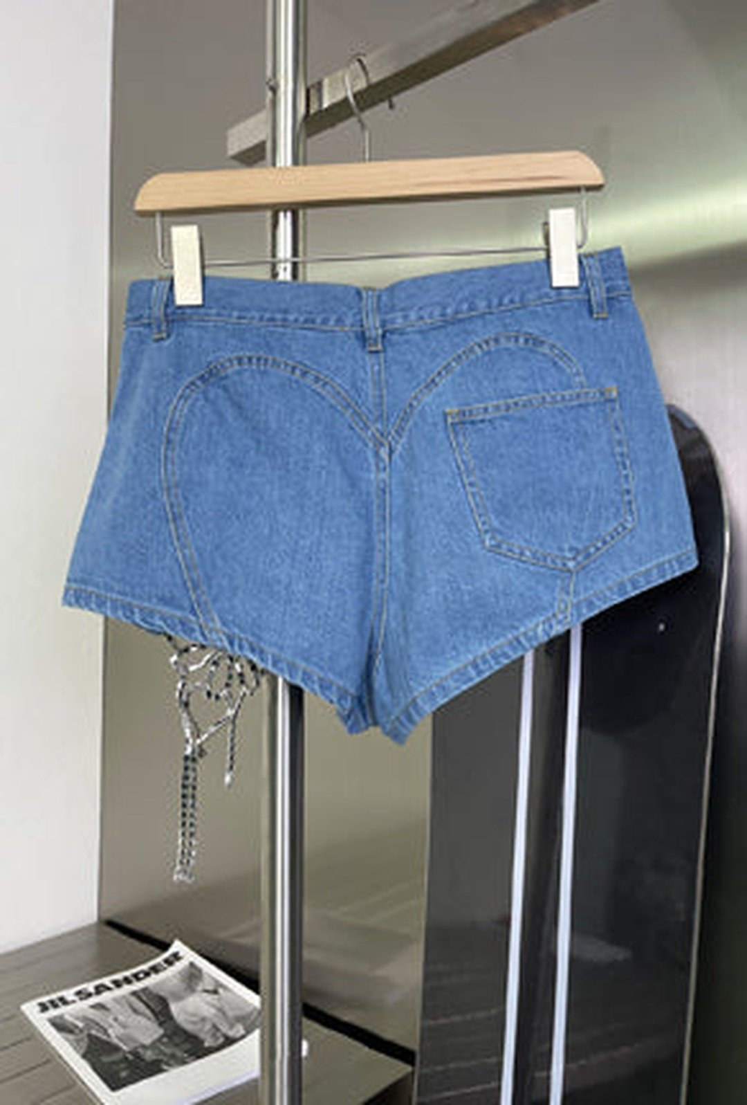 SHER - RHINESTONE RETRO DENIM SHORTS