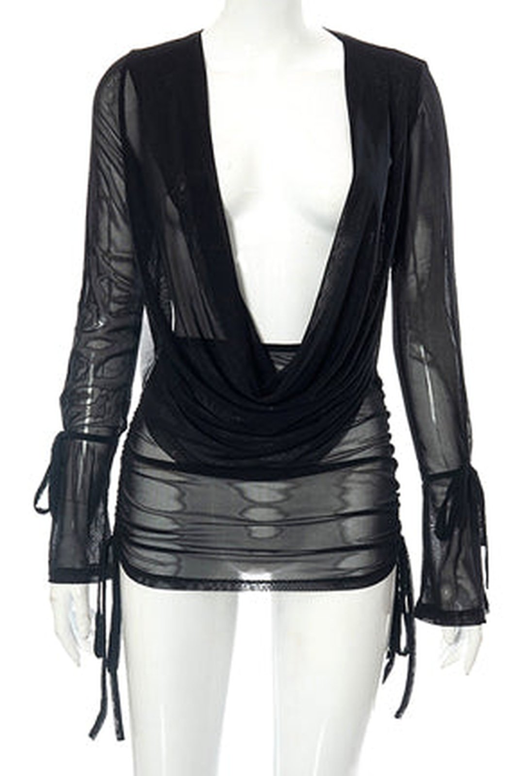 SIDNEE - VESTIDO MINI MICRO TRANSPARENTE CON CAPUCHA