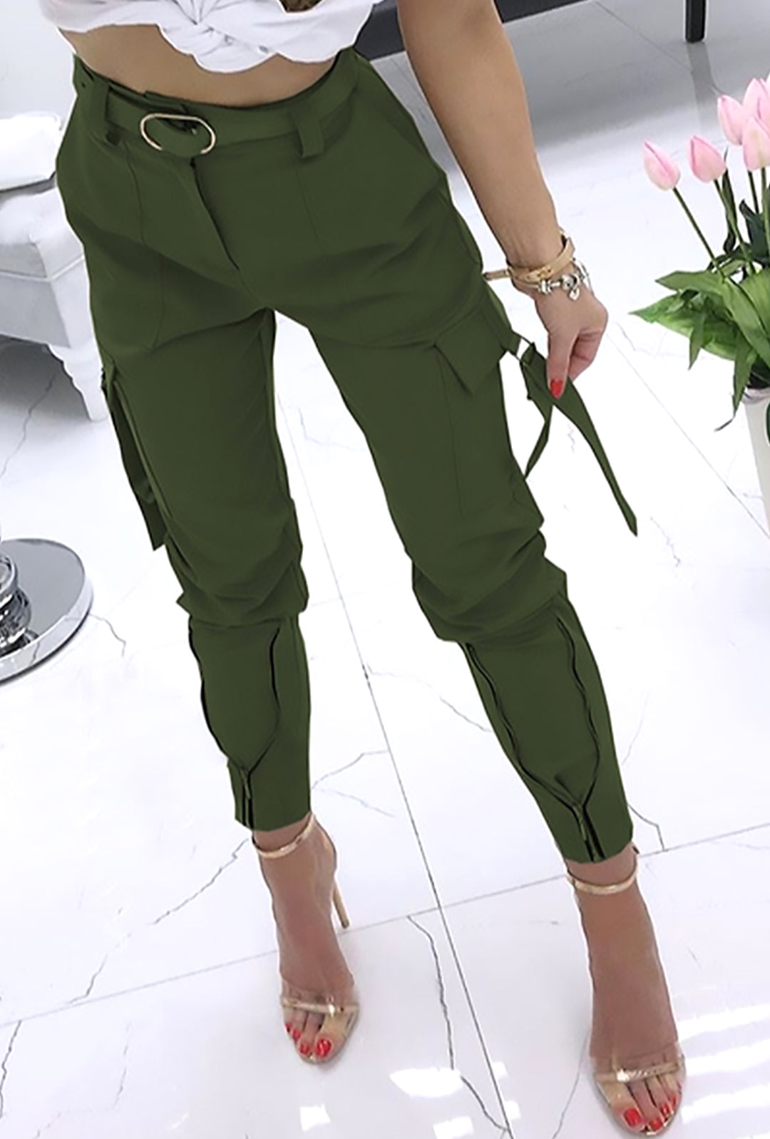 TERRY - ZIP HEM CARGO PANT