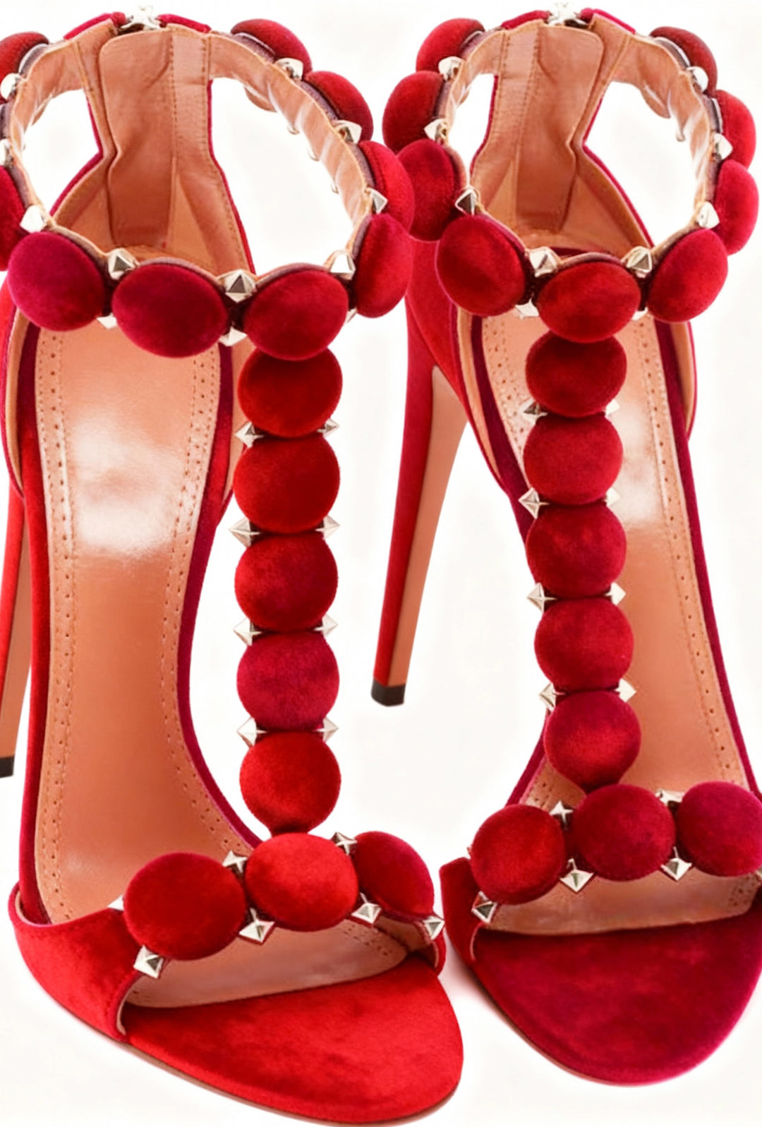 ALILA - T-STRAP POM POM HEELS