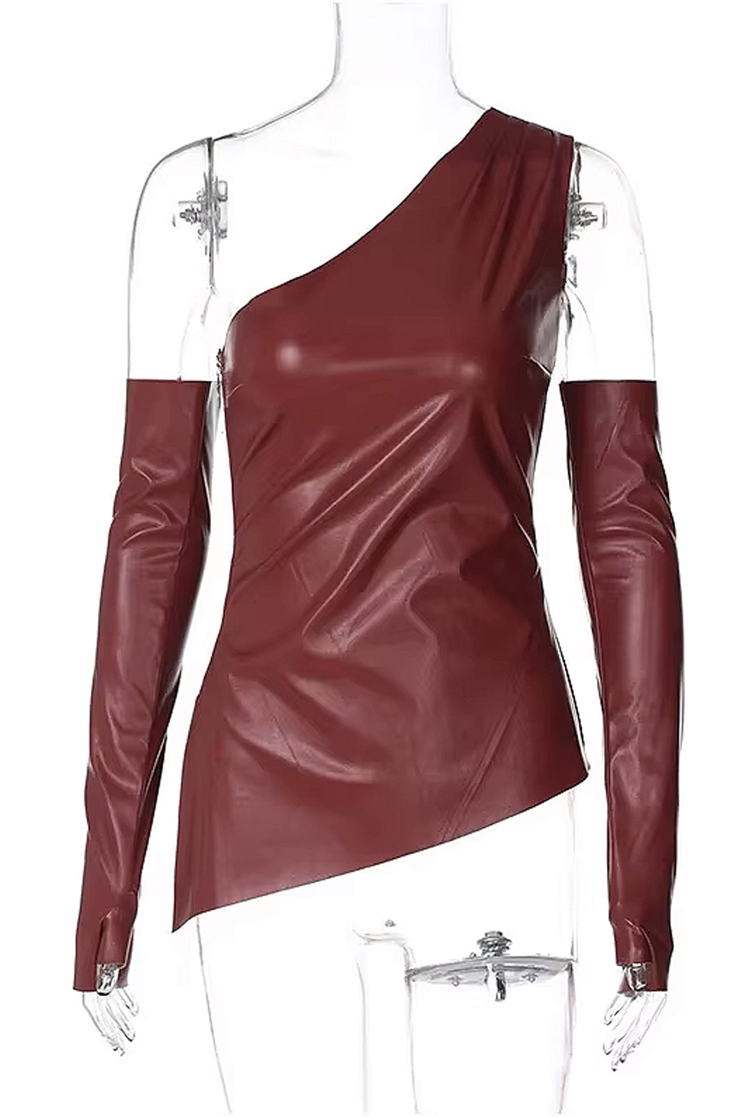 BELLA - ASYM LEATHERETTE MATCHING GLOVED TOP