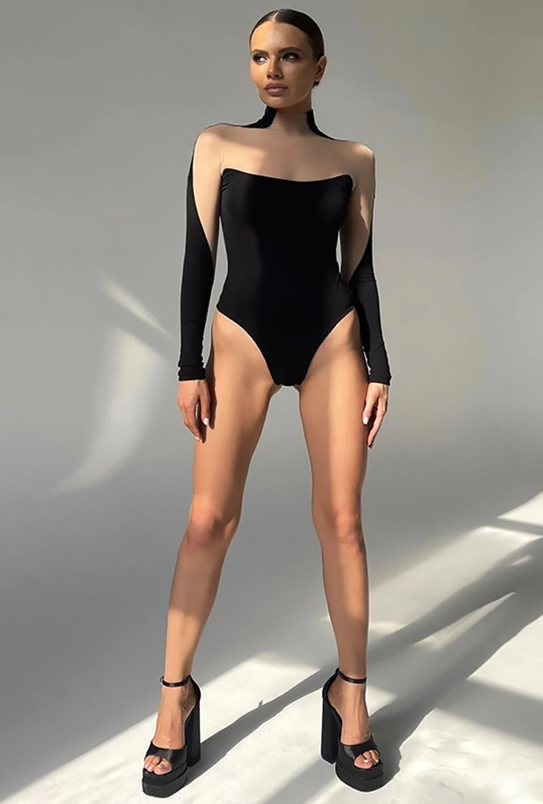 CAZZIE - SHEER INSET BODYSUIT TOP