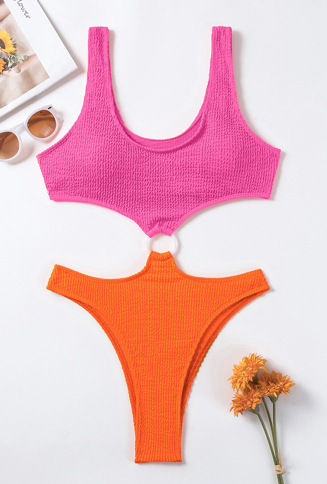 WHETNEY - SMOCKED ONE PIECE SWIMSUIT