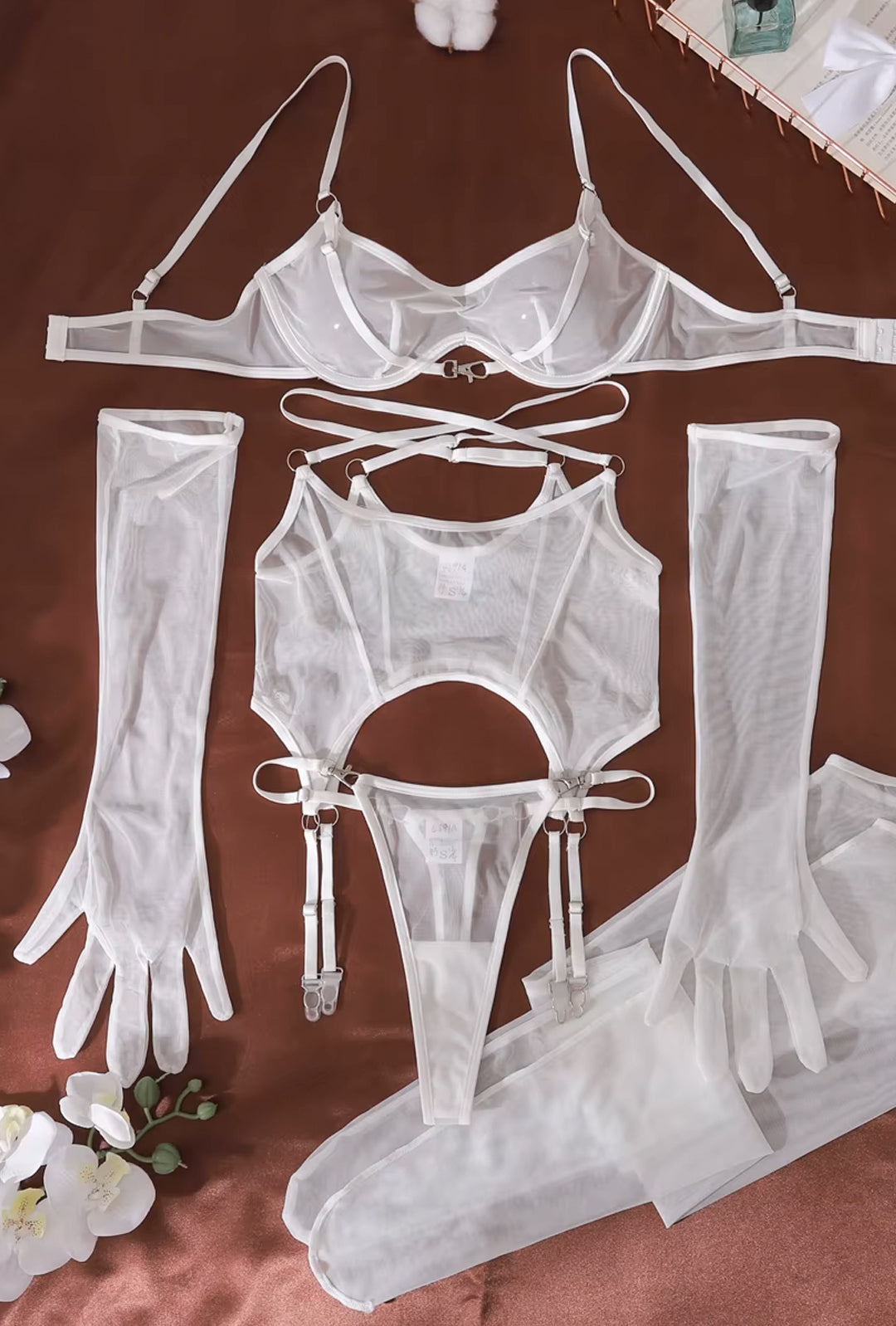 GEO - SHEER HARNESS STYLE GARTER LINGERIE