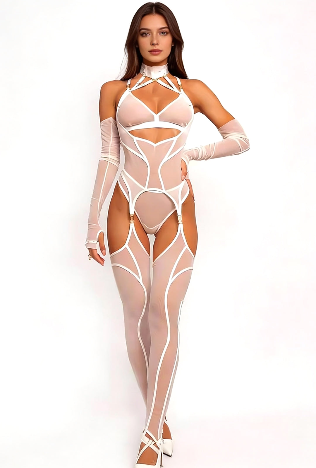 GIA - SHEER HARNESS STYLE LINGERIE BODYSUIT