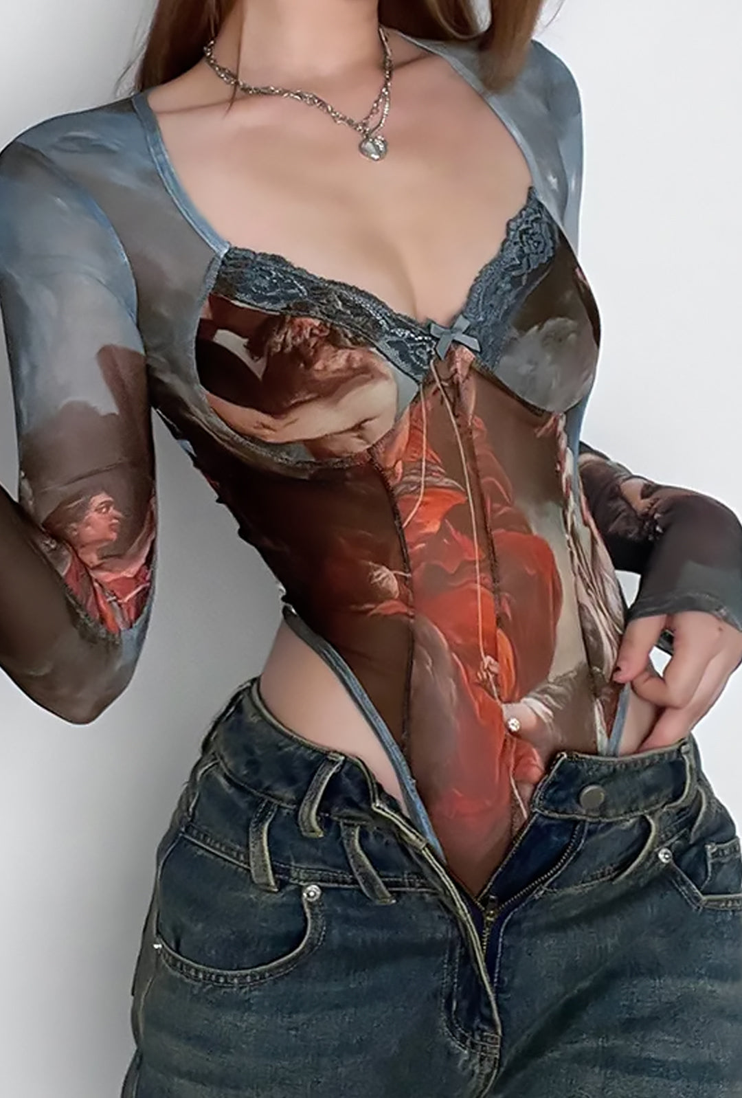 GUEVARA - RENAISSANCE PRINT BODYSUIT TOP