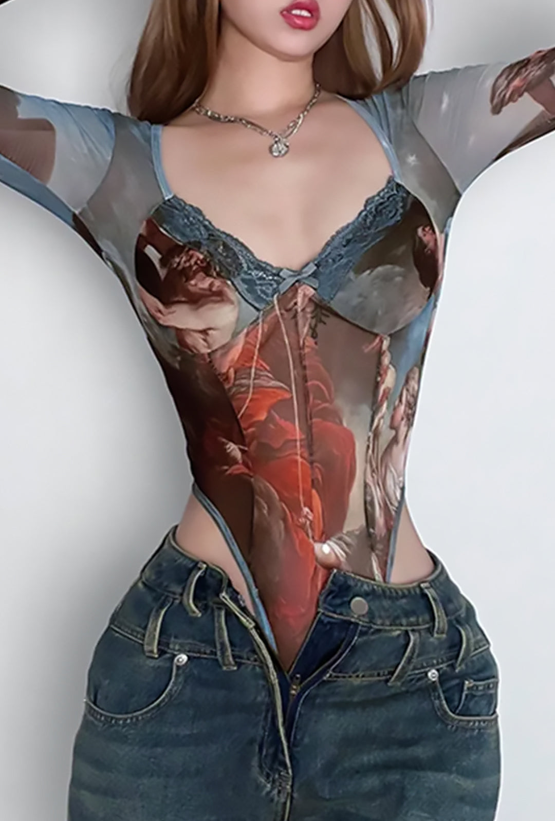 GUEVARA - RENAISSANCE PRINT BODYSUIT TOP