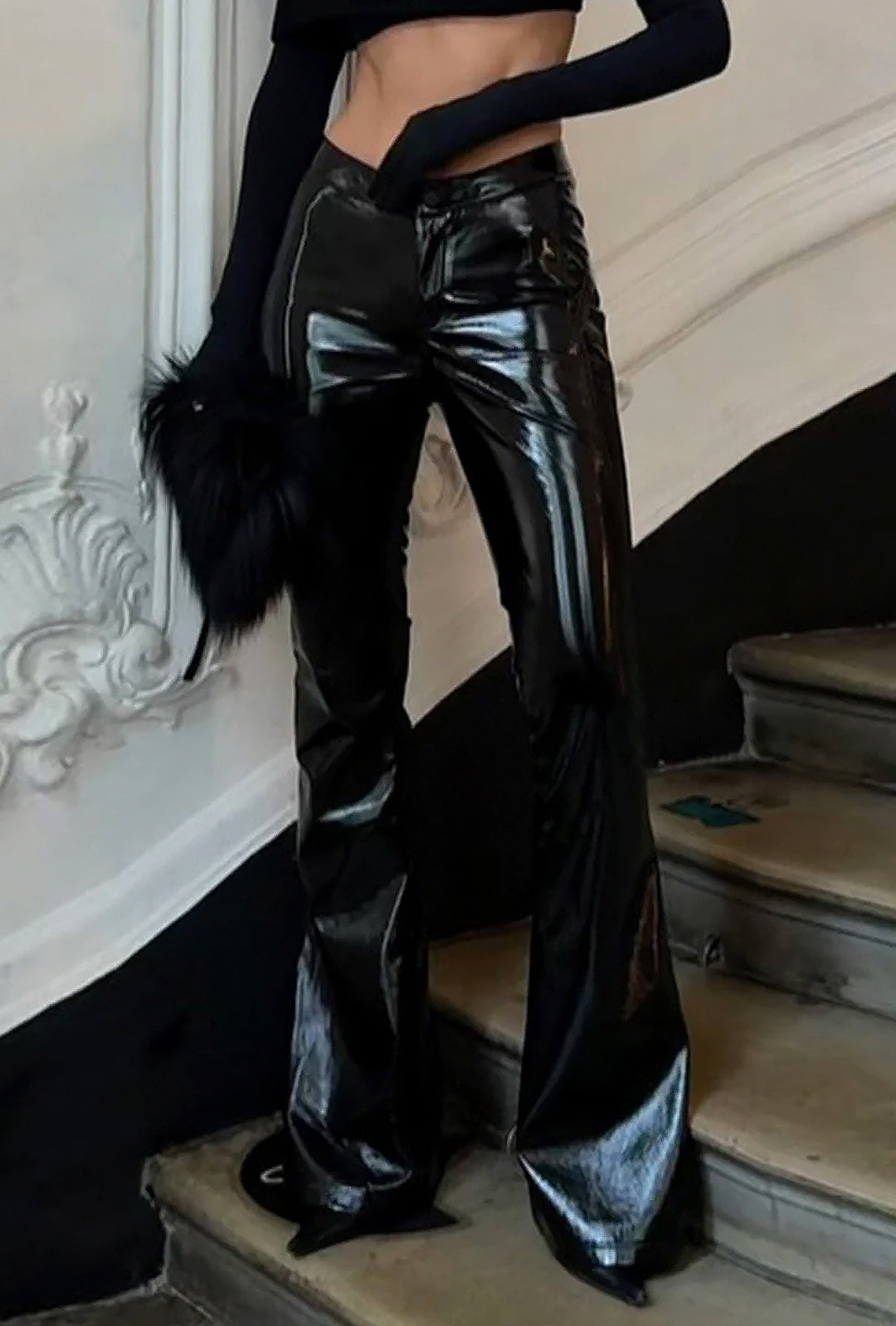 JUDIE - PATENT LEATHER FLARE LEG PANTS