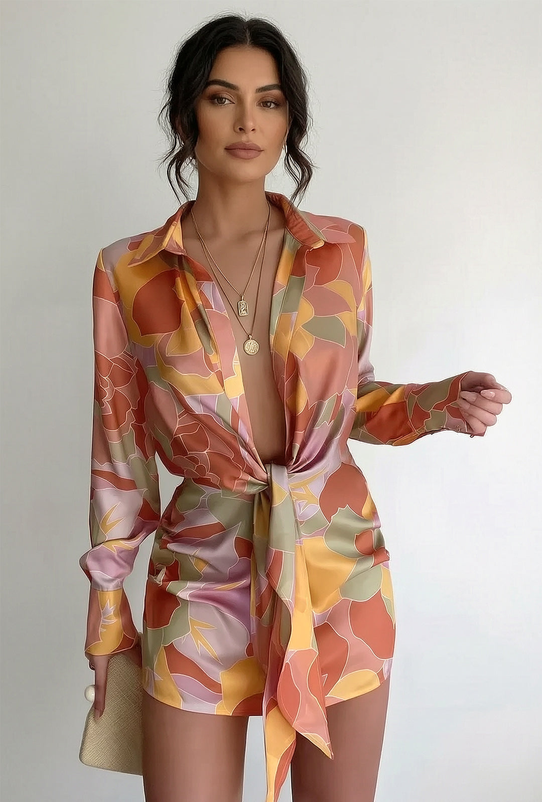JULI - FLORAL PRINTED DRAPE DRESS