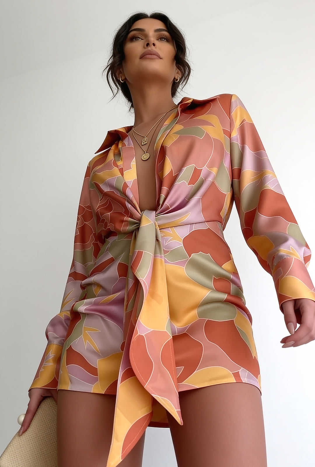 JULI - FLORAL PRINTED DRAPE DRESS