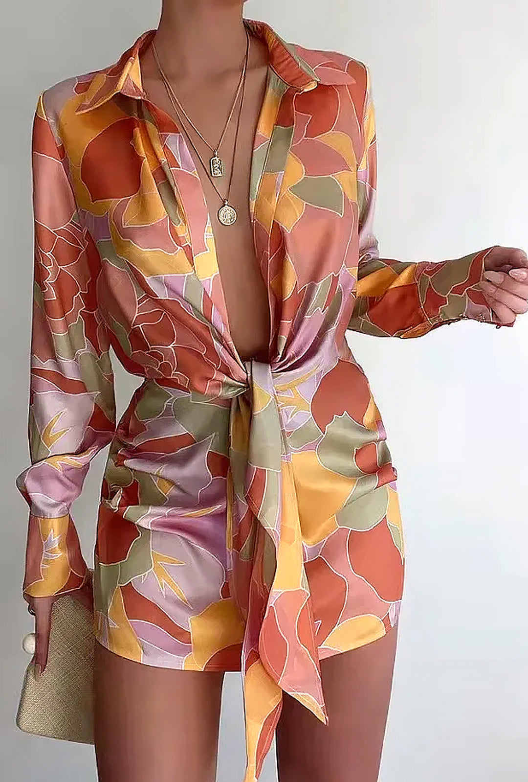 JULI - ABITO DRAPPEGGIATO CON STAMPA FLOREALE