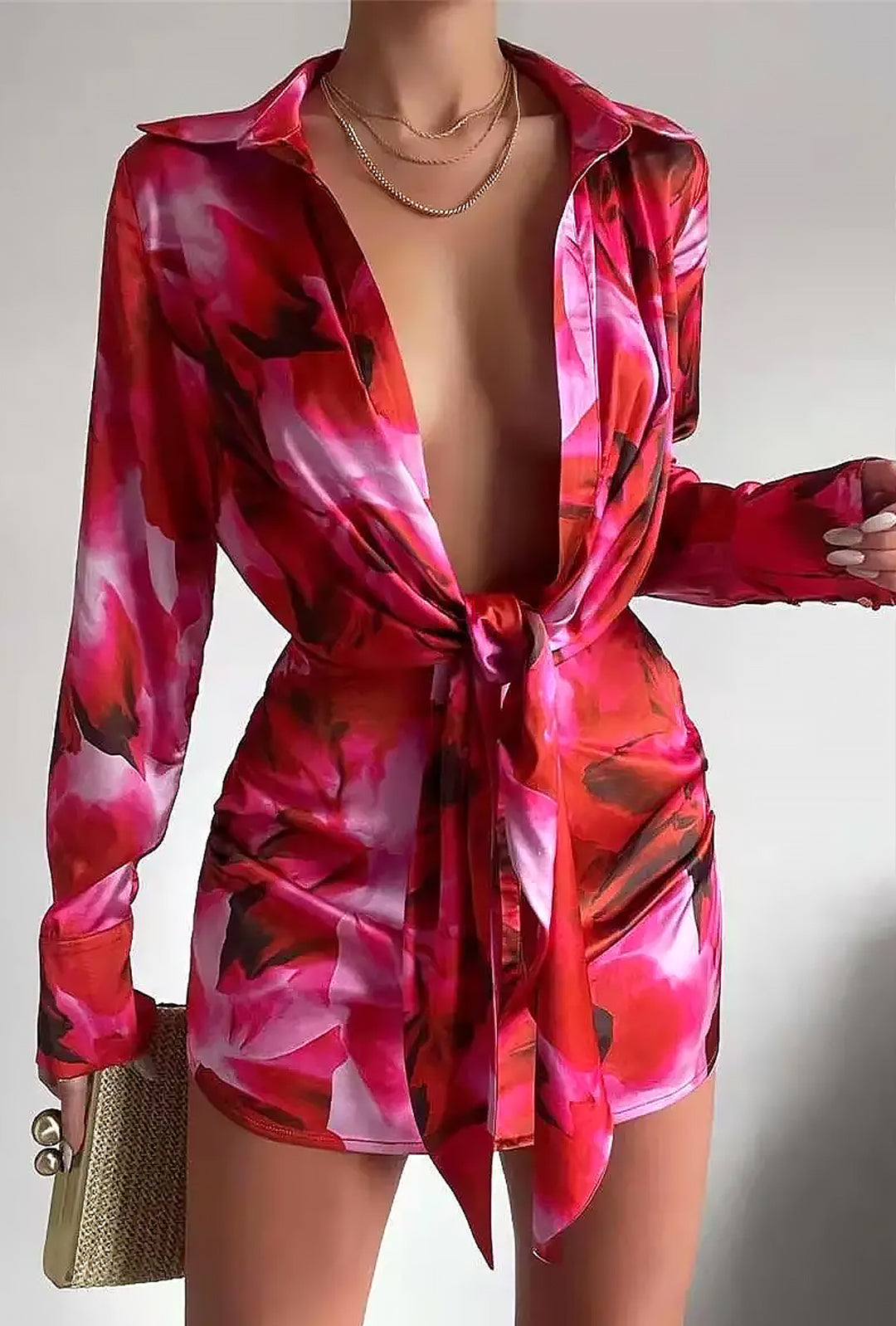 JULI - FLORAL PRINTED DRAPE DRESS