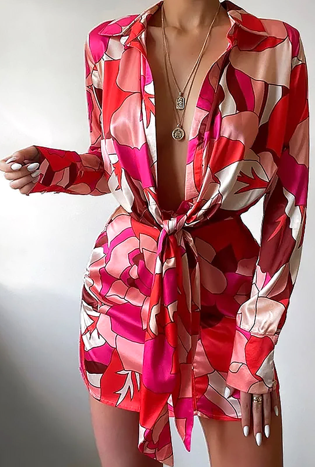 JULI - FLORAL PRINTED DRAPE DRESS