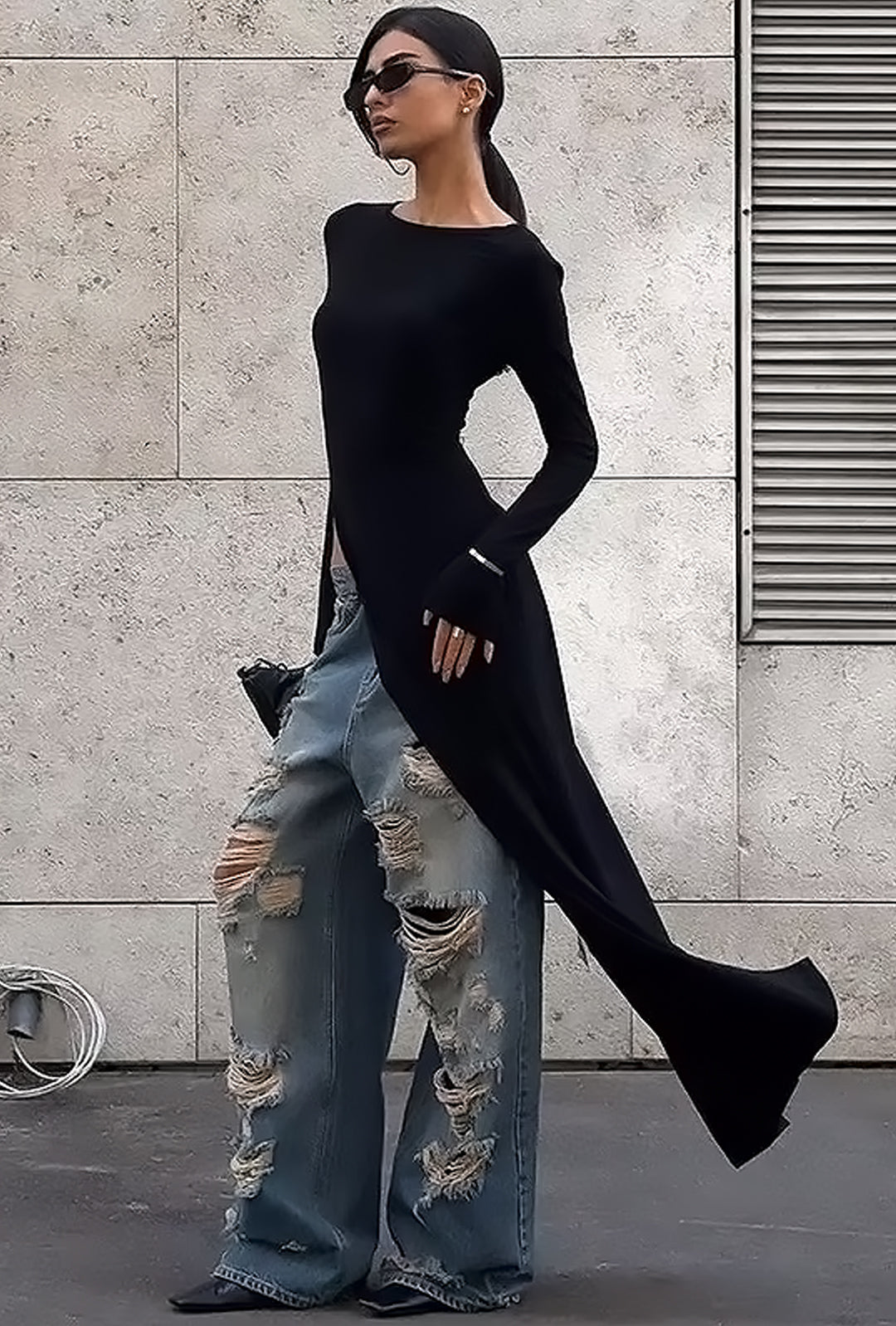 LORREY - DEEP SIDE SLIT MAXI DRESS TOP