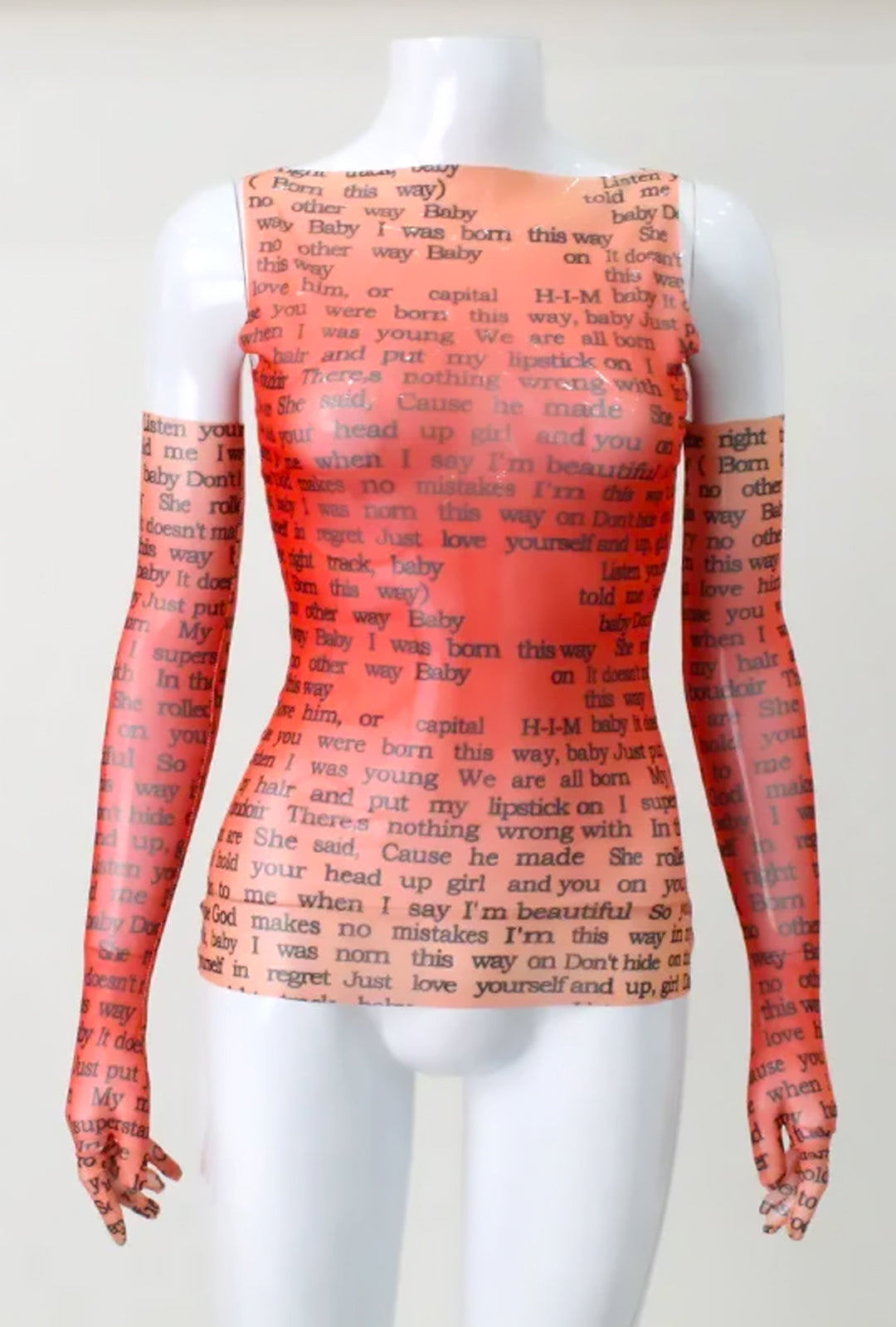 MAILIN - LADY GAGA LYRIC PRINTED TOP & GLOVES