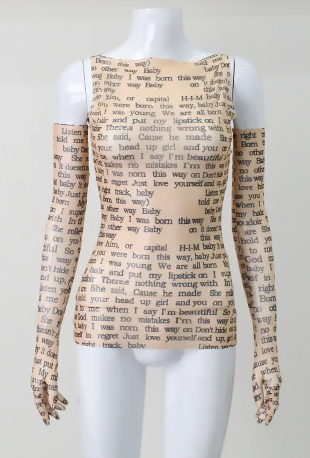 MAILIN - LADY GAGA LYRIC PRINTED TOP & GLOVES