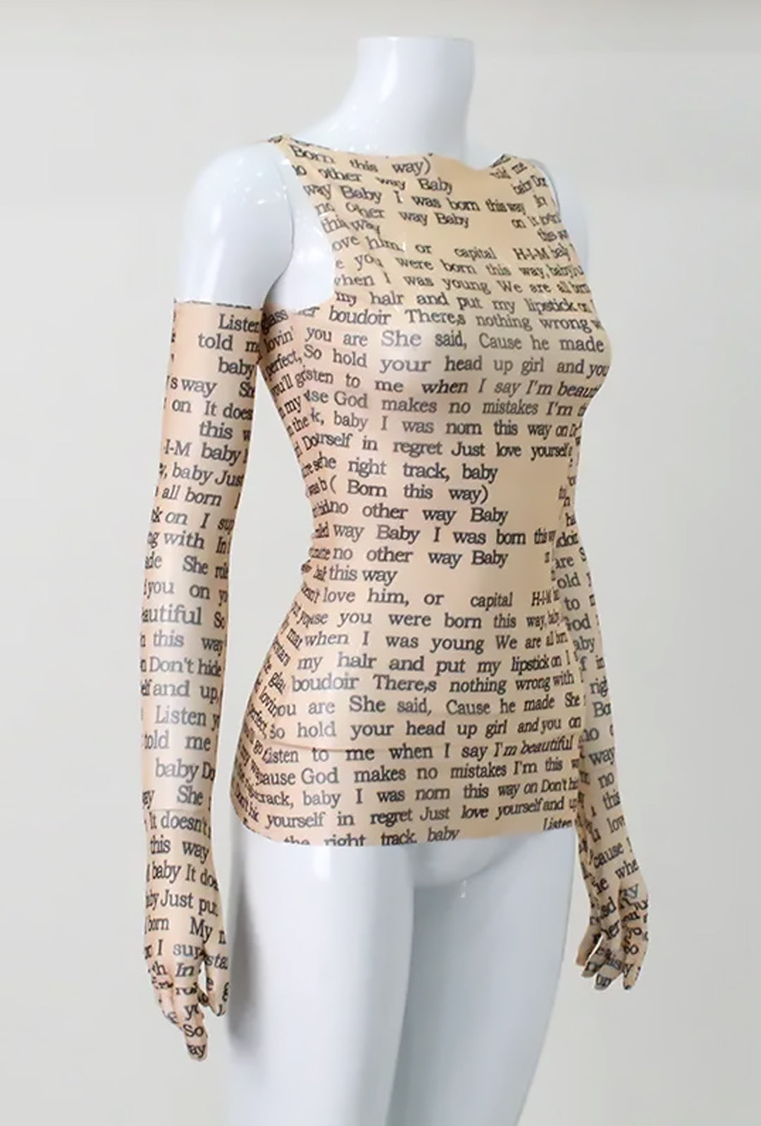 MAILIN - LADY GAGA LYRIC PRINTED TOP & GLOVES