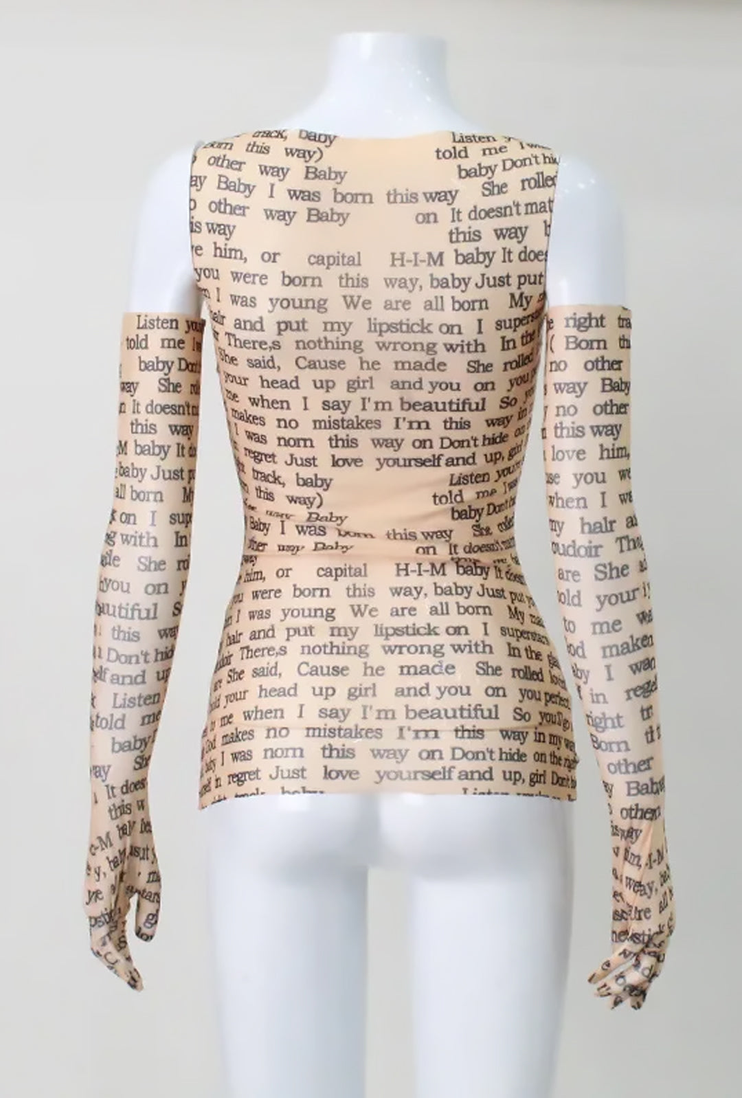 MAILIN - LADY GAGA LYRIC PRINTED TOP & GLOVES