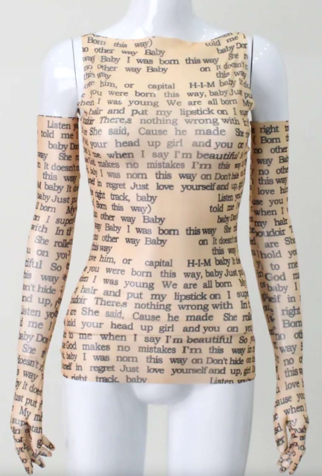 MAILIN - LADY GAGA LYRIC PRINTED TOP & GLOVES