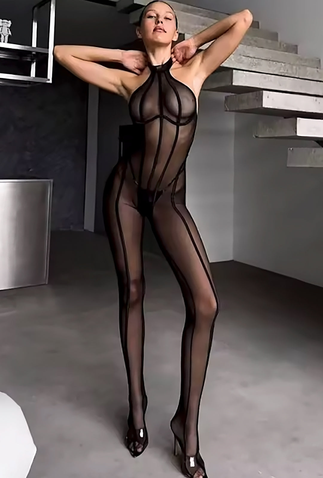 NATORE - SHEER HALTER BODY STOCKING BODYSUIT