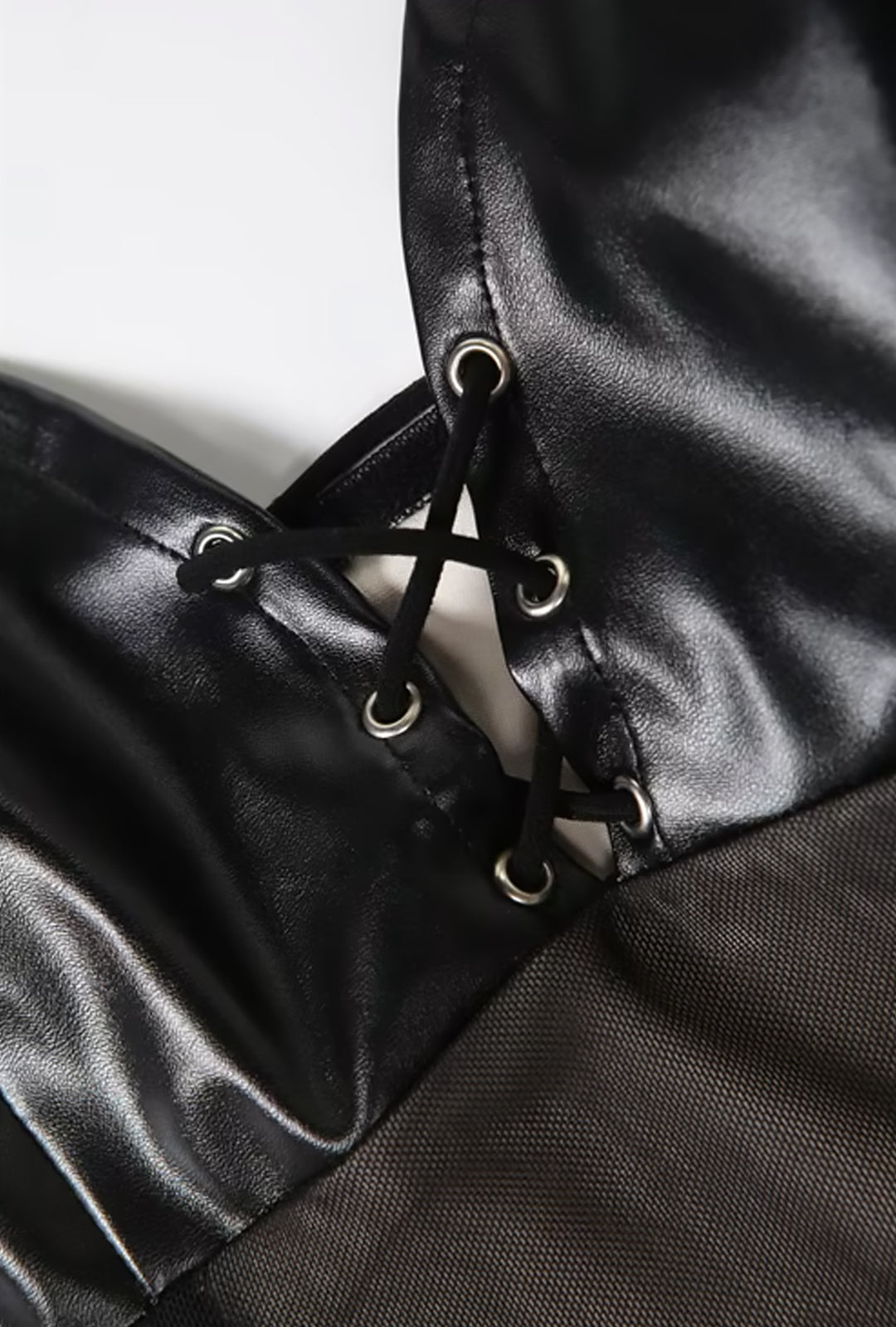 NOEMI - LEATHER BODICE SHEER MAXI DRESS