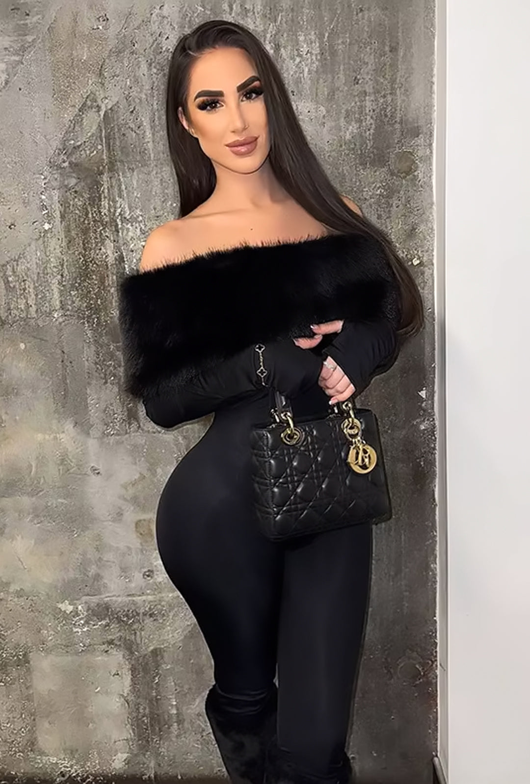 SHEENA - FUR BAN NO SHOULDER BODYSUIT