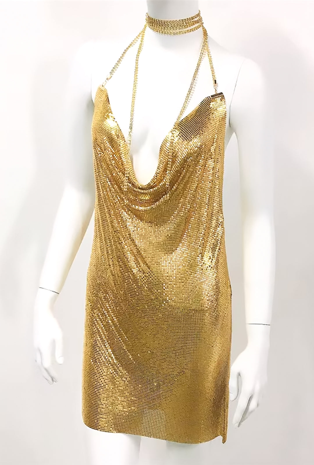 SILVA - LAME PLUNGE FRONT DRESS