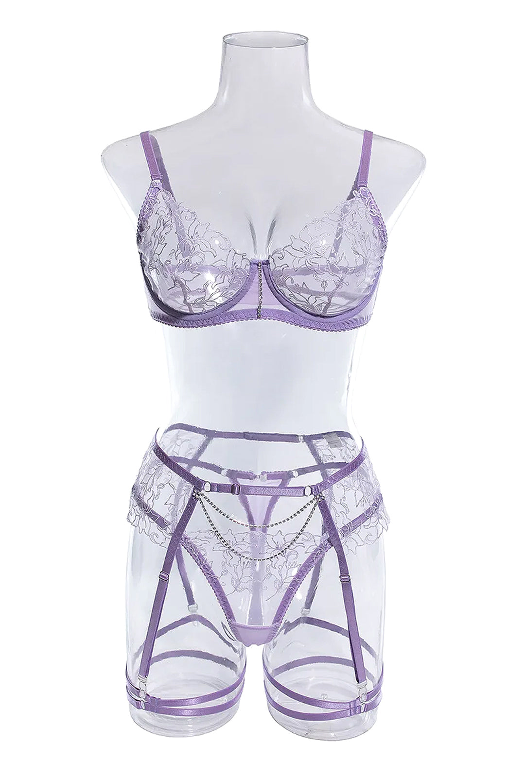 THERESE - LACE WITH RHINESTONE GARTER LINGERIE