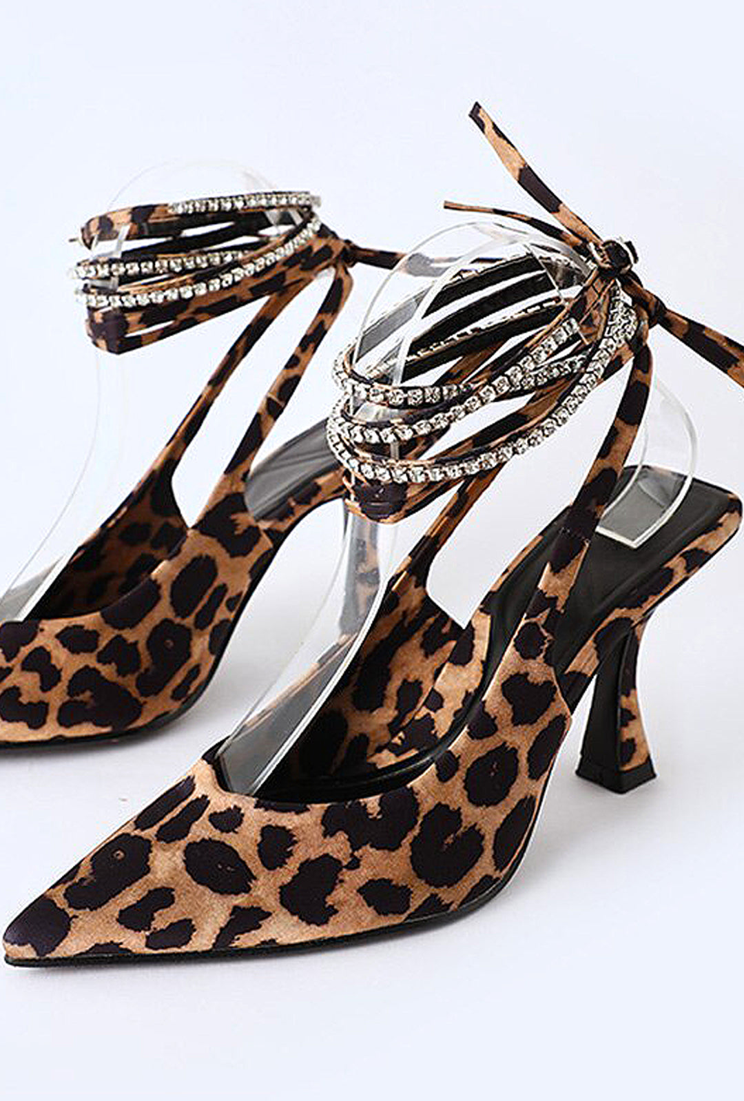 TIARIE - LEOPARD PRINT RHINESTONE SANDALS