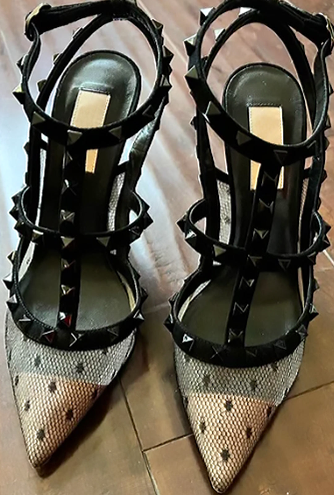 VIVIENNA - MESH STUDROCK SANDAL HEELS