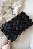 abeje - weave clutch bag l 10 1/2"  x  h 6 1/2" / black