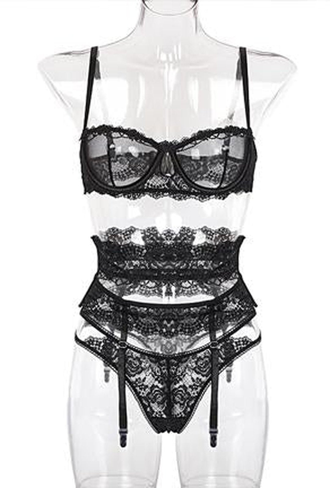 adora - garter 3 piece lingerie