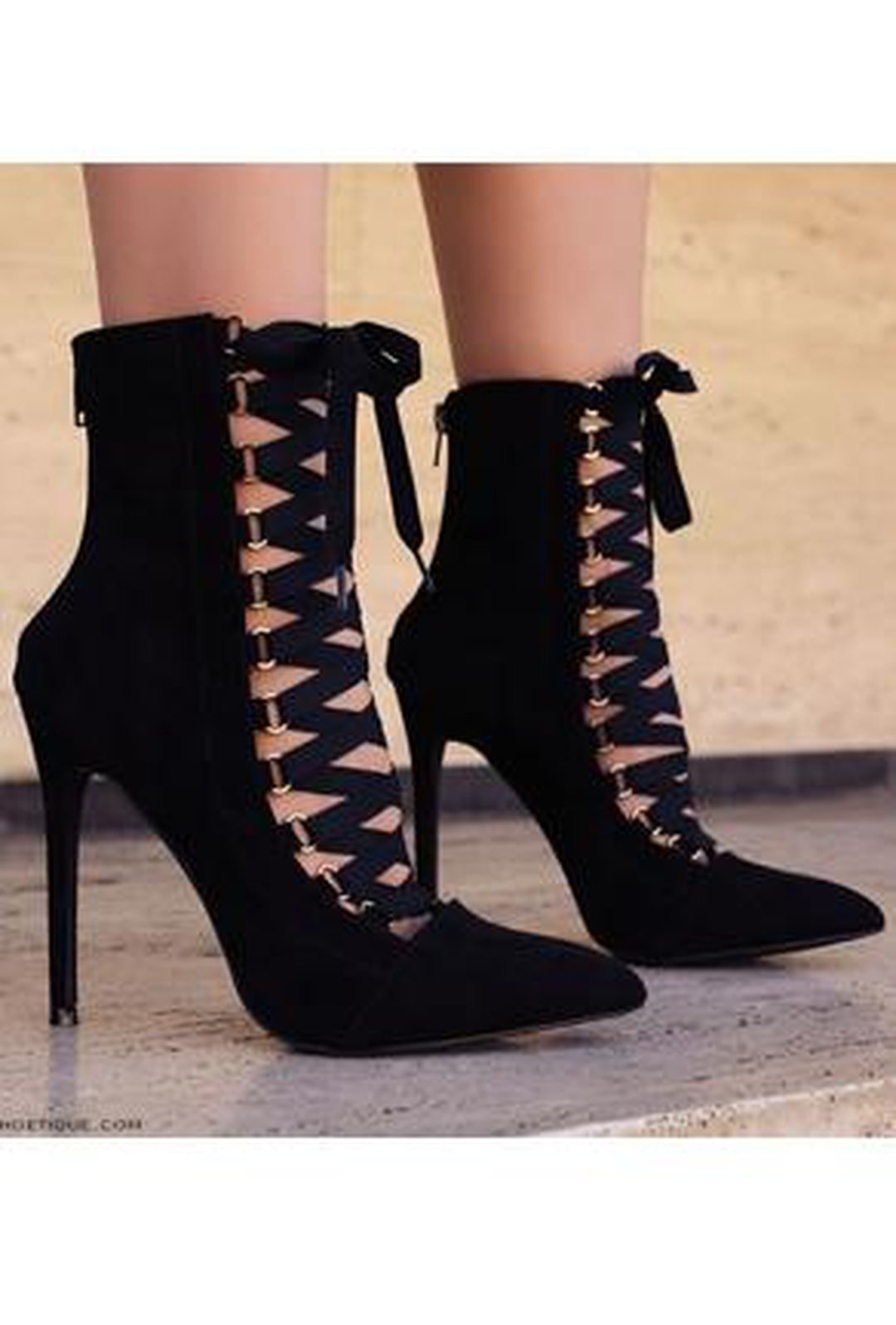 agueda - ribbon lace-up boots