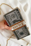 amrkca - sparkling beads money bag l 7 7/8" & h 4" / white
