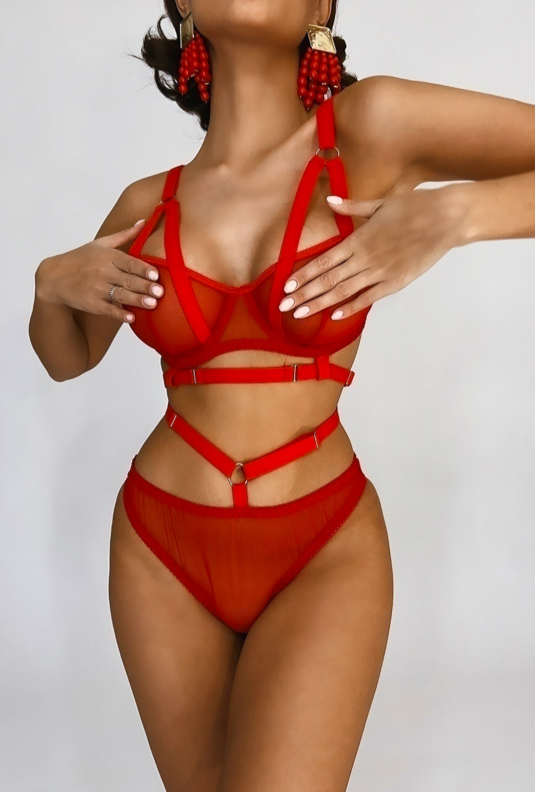 ASH - SET LINGERIE CON IMBRACATURA A MAGLIA TRASPARENTE