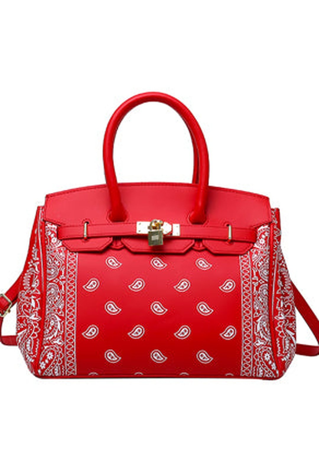 bandanitta - bandanna print birkin bag 12 1/4" w x 9 1/2" h / red