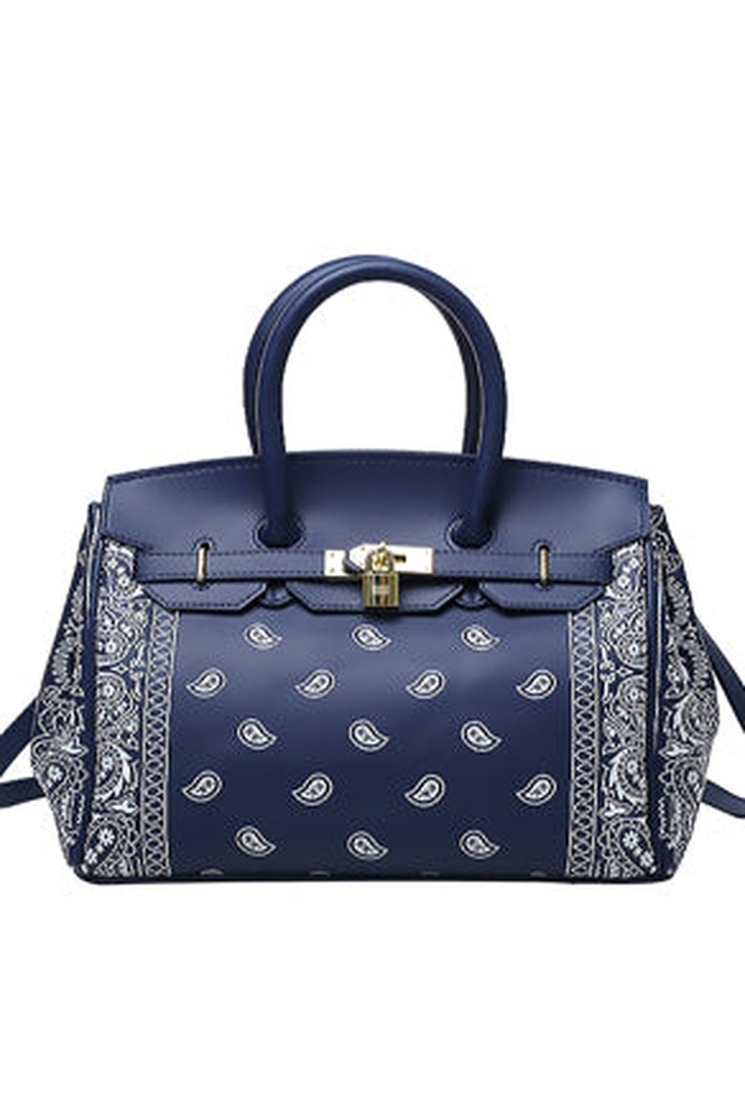 bandanitta - bandanna print birkin bag 12 1/4" w x 9 1/2" h / navy