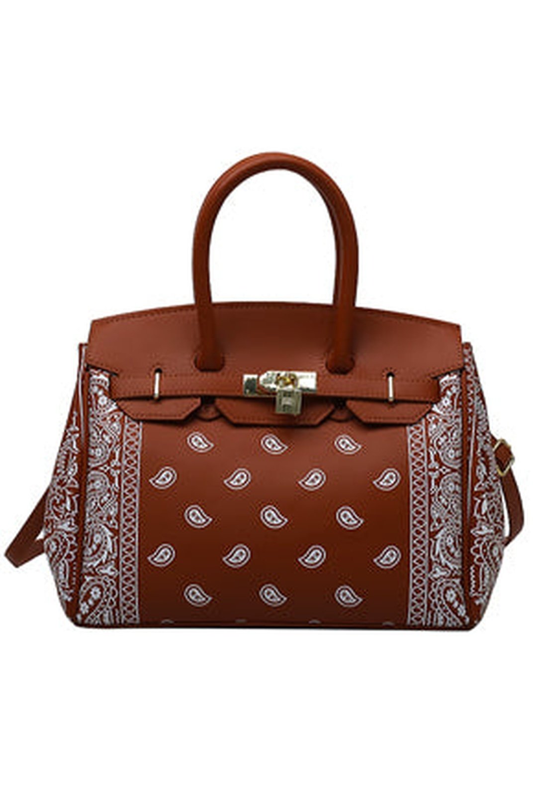 bandanitta - bandanna print birkin bag 12 1/4" w x 9 1/2" h / rust brown