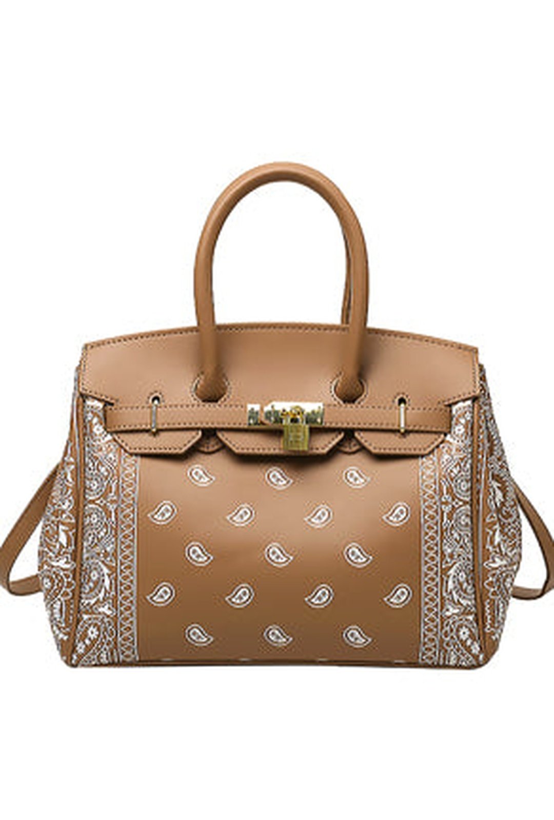 bandanitta - bandanna print birkin bag 12 1/4" w x 9 1/2" h / saddle