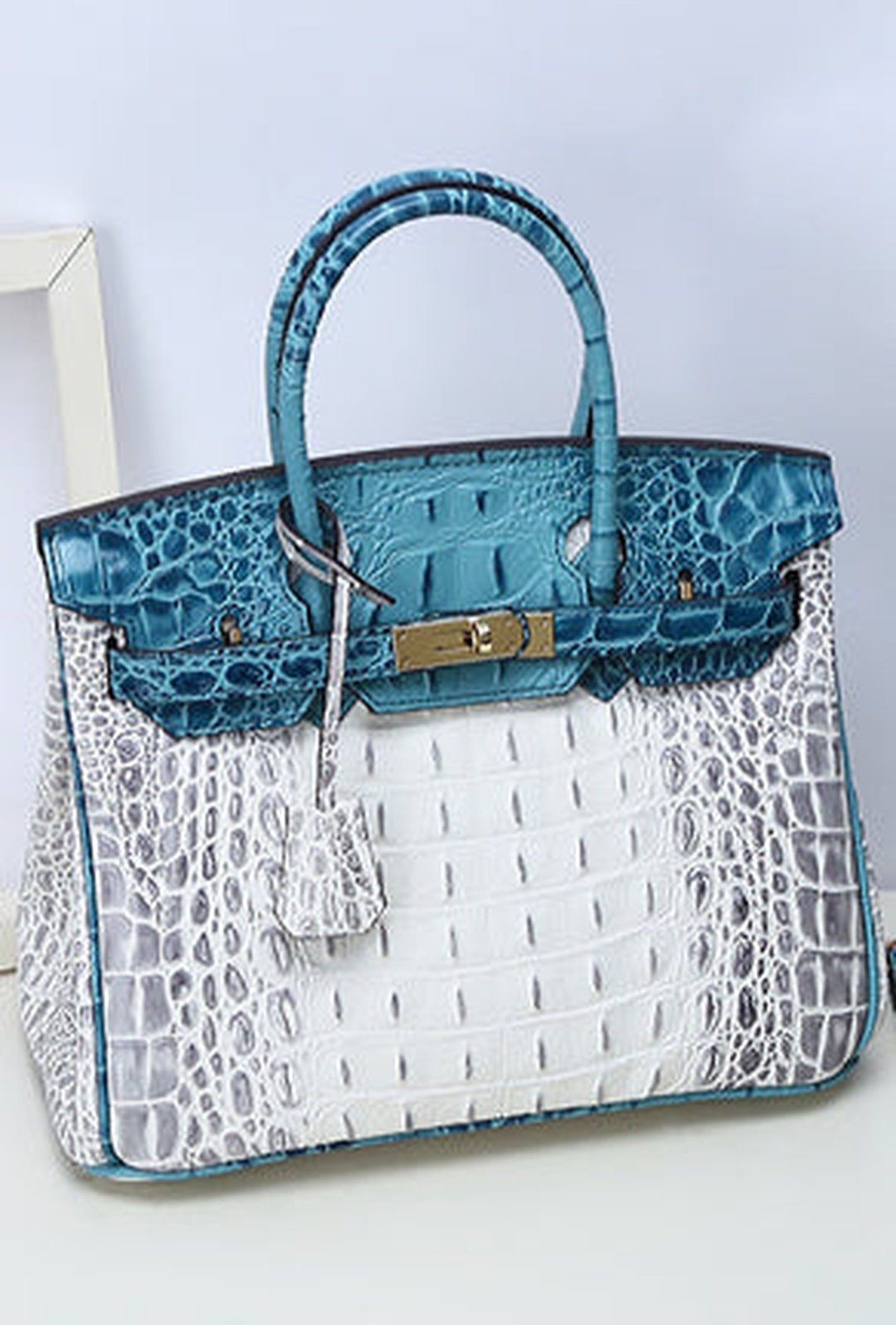 becca - bi-color croc birkin bag