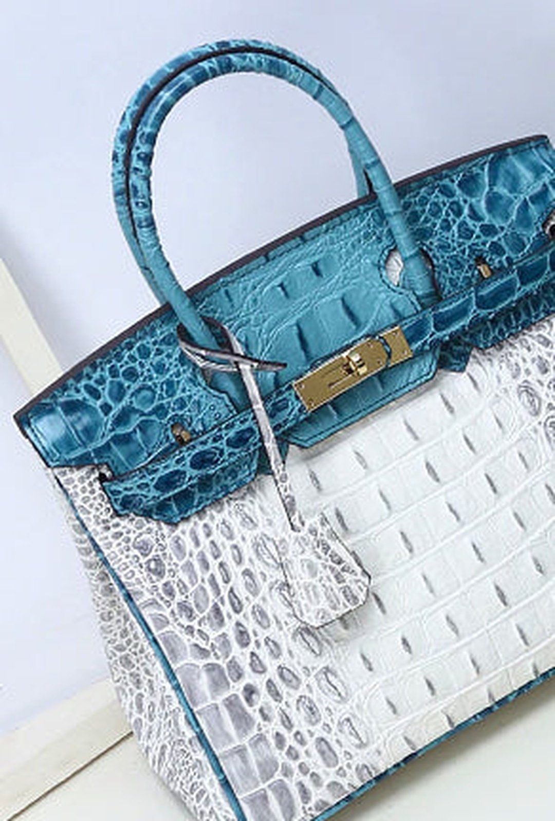 becca - bi-color croc birkin bag