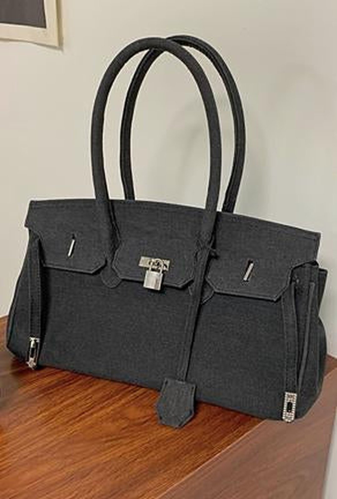 becki - dachshund birkin bag 15 3/4w x 7 3/4h / charcoal heather