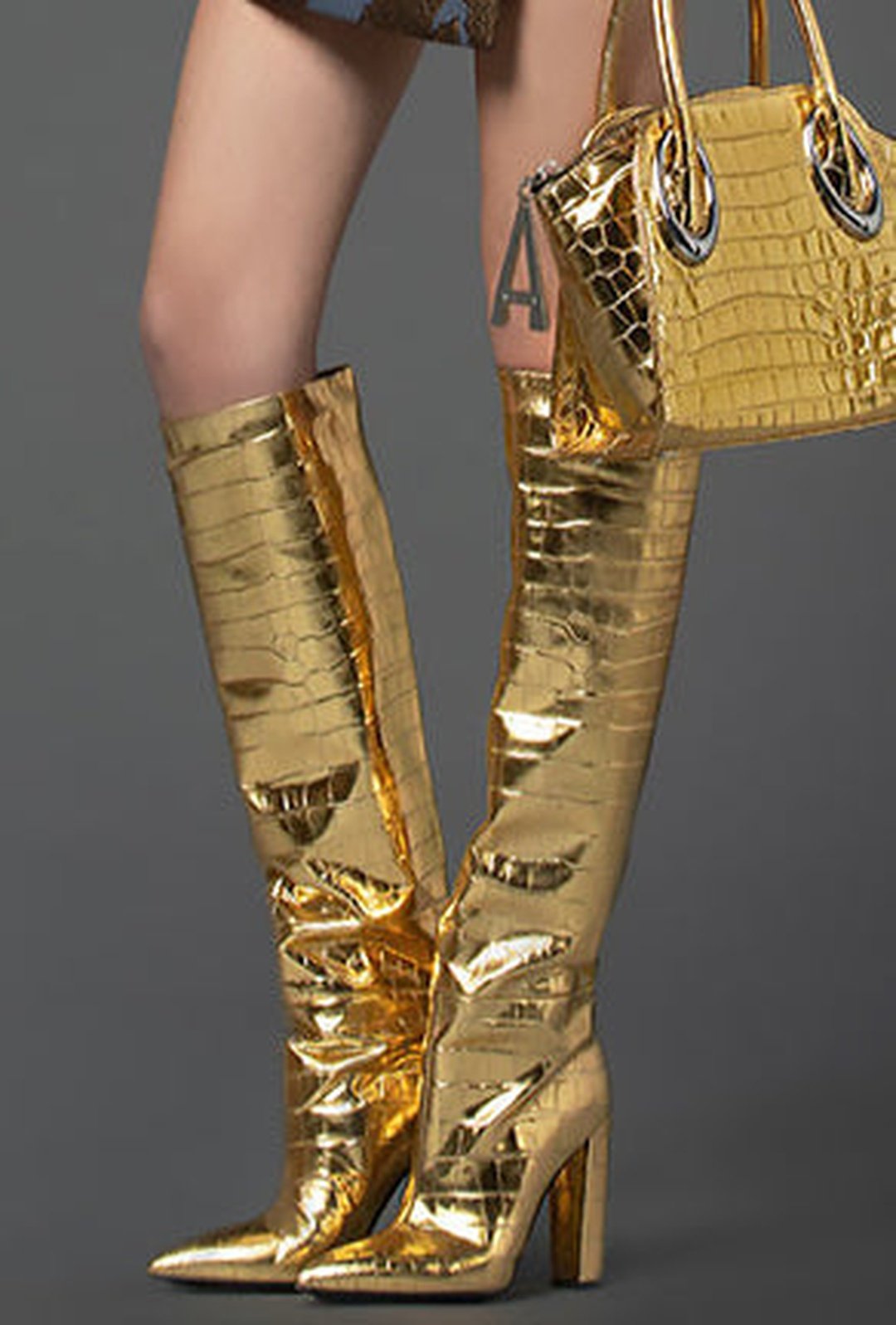 BRINLEY - METALLIC KNEE HIGH BOOTS