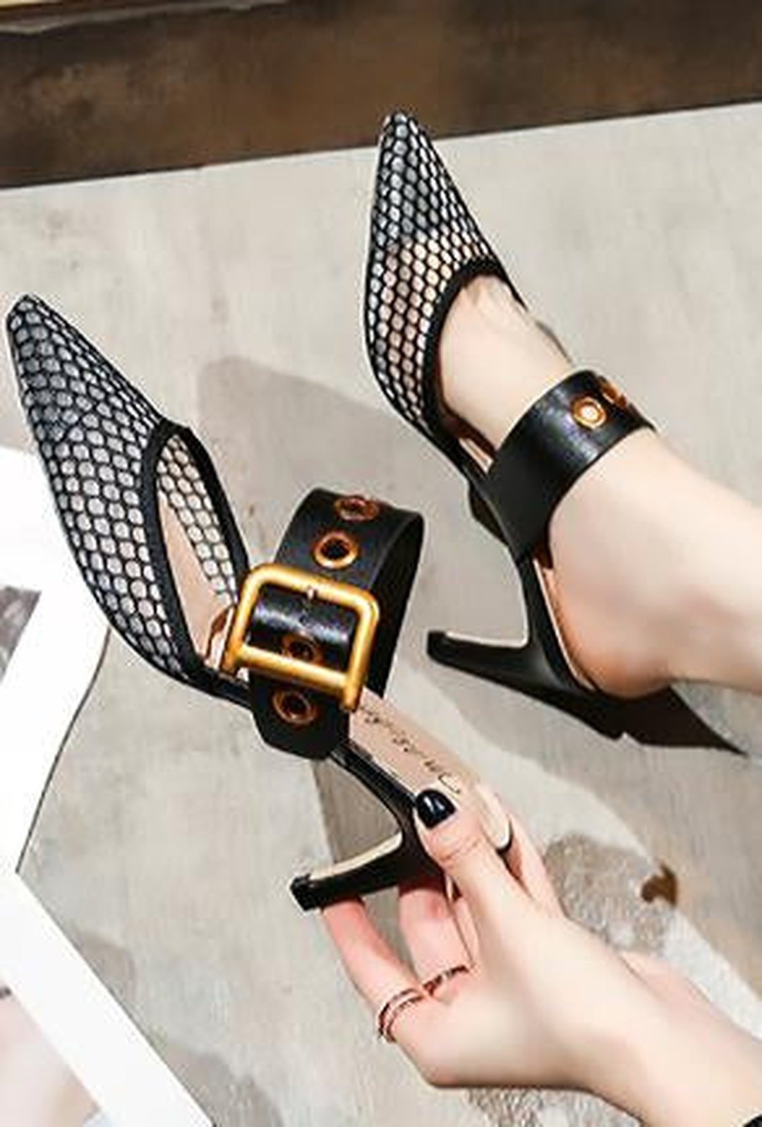 BRITTANY - MESH MULE SANDALS