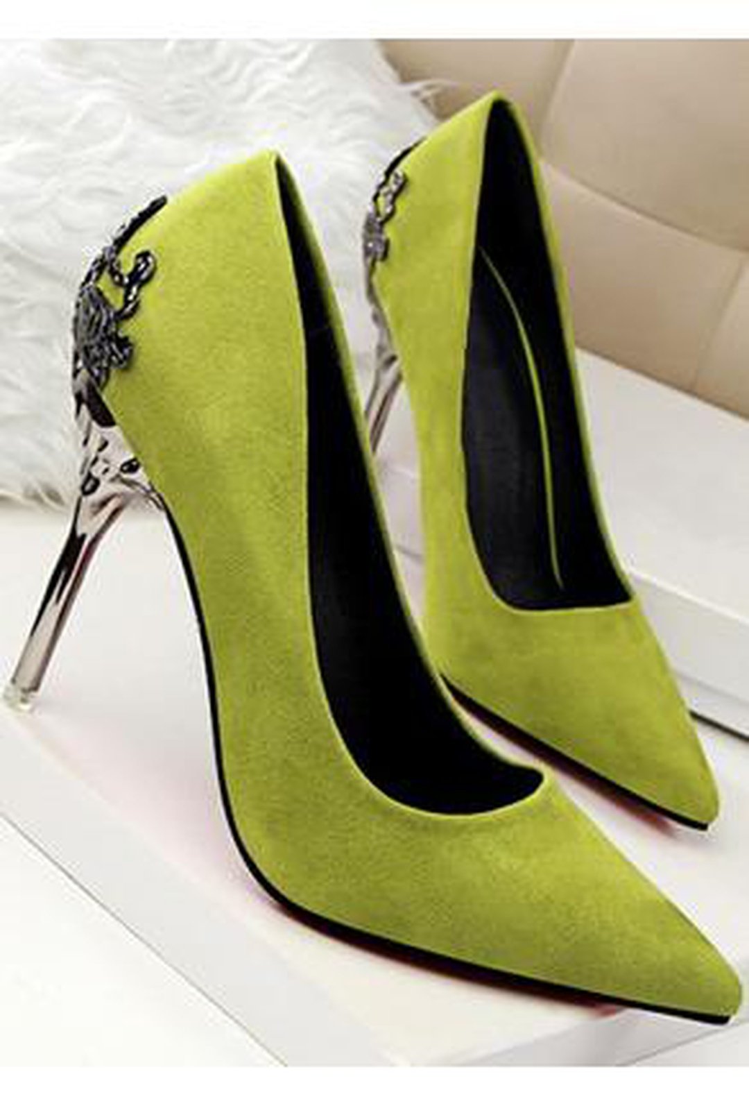 CAMELLIA - SUEDE ORNATE PUMPS HEELS