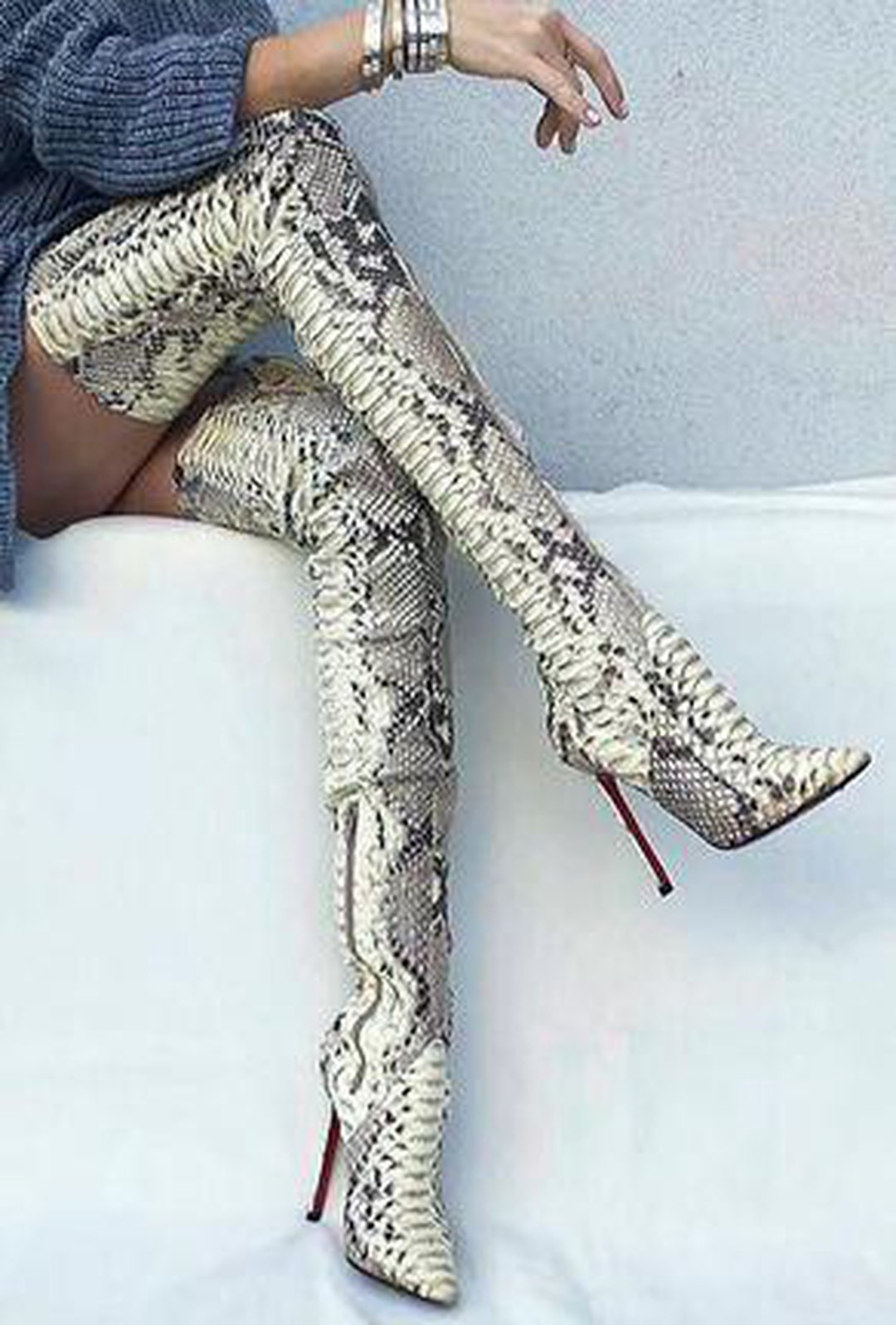 Snakeskin otk boots Clearance