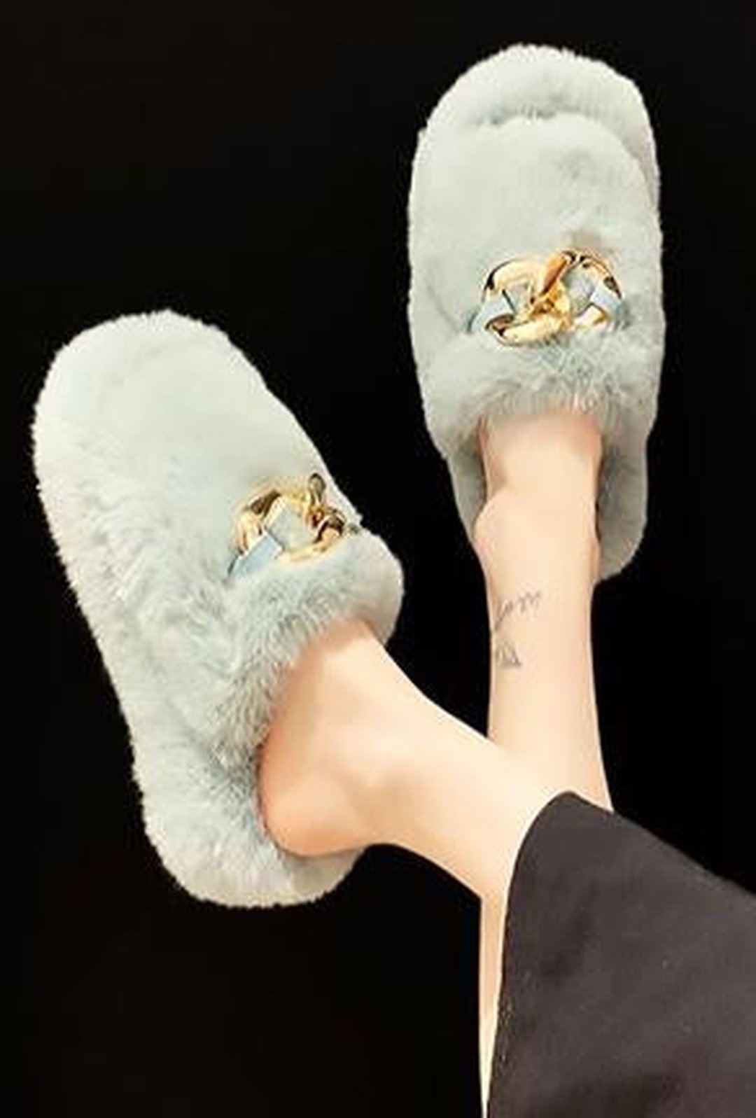 CONNIE - FUR WEDGE SLIPPER