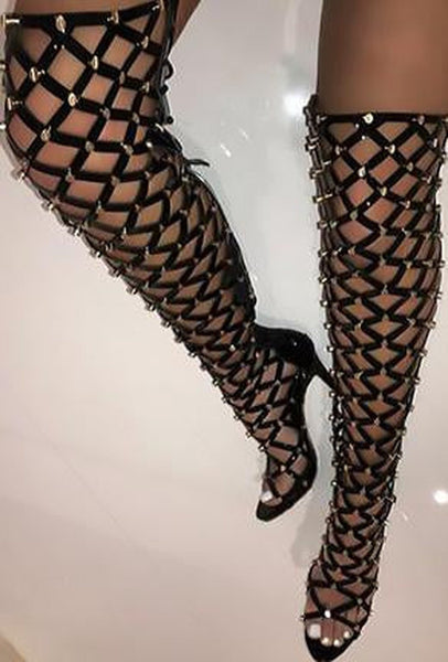 GRATTON - MESH OTK STUD BOOTS