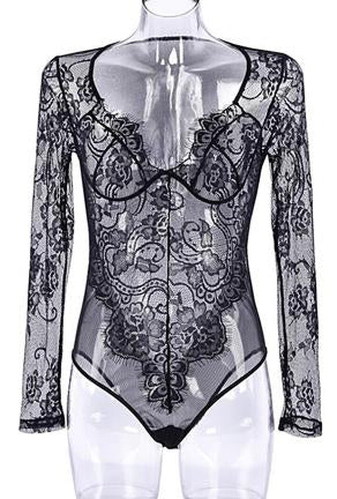 JESI - LACE MESH LINGERIE BODYSUIT