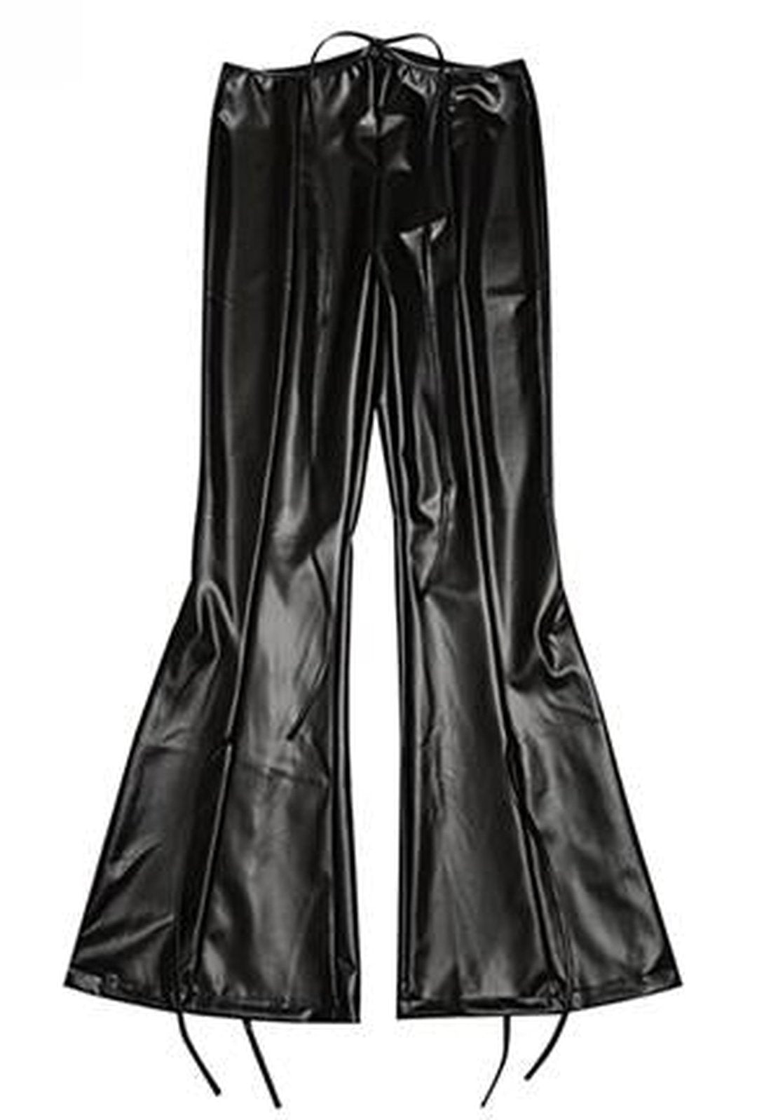 JUDY - PLEATHER FLARE HEM PANTS